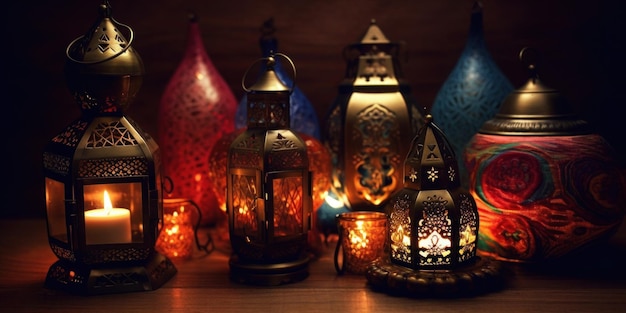 A group of lanterns with the words eid al - adha on the bottom.