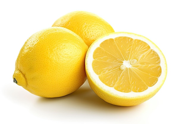 a group of lemons with a cut in half