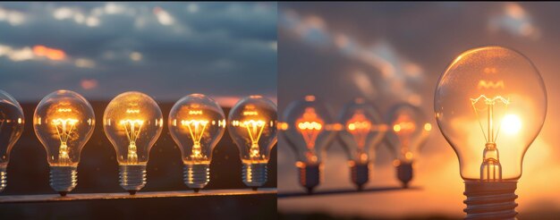 Group of Light Bulbs in a Row