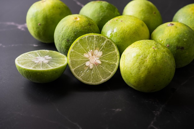 Group of lime Fruits with dark background