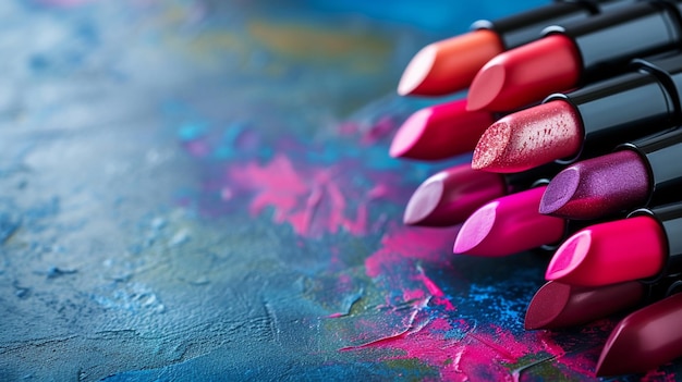 a group of lipsticks with a red lip