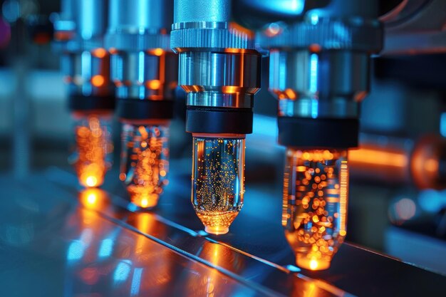 Photo group of liquidfilled tubes on table