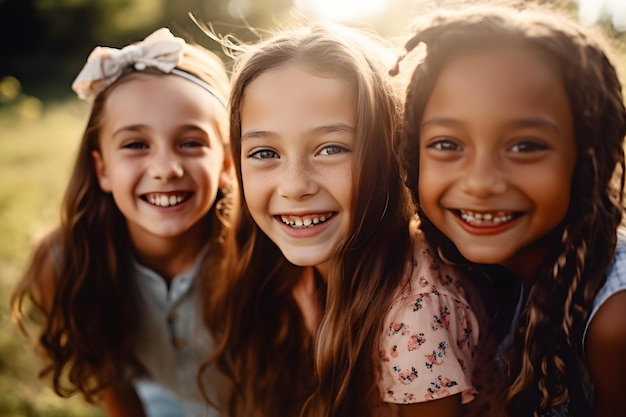 Group of little girls friends Neural network AI generated