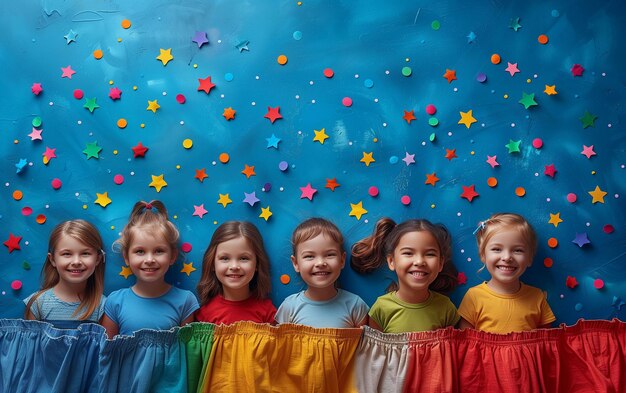 Group of little girls standing together Generative AI