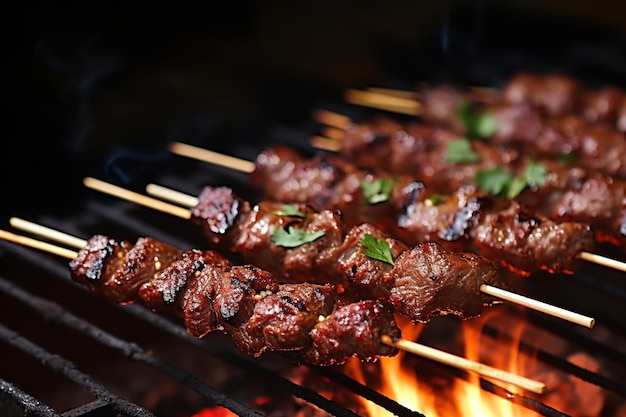 Photo group of mala grilled barbecue bbq with sichuan pepper