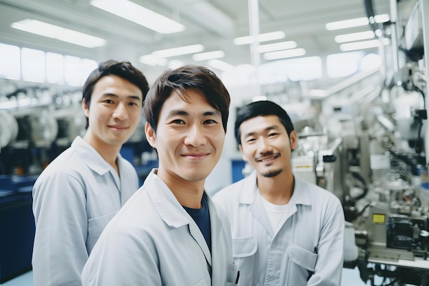 A group of male worker in automotive factory industry