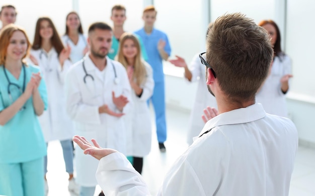 Group of medical professionals standing together concept of health