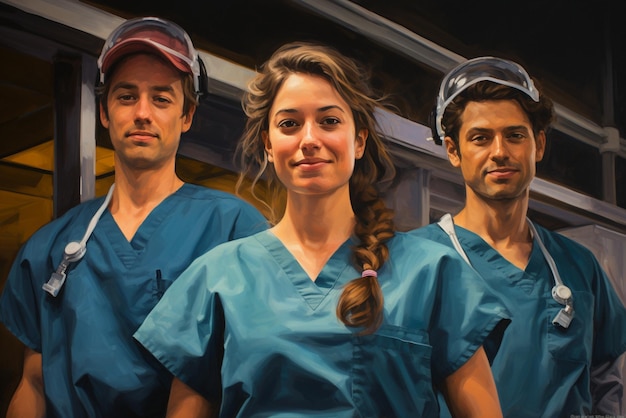Foto gruppo di operatori sanitari ritratto in ospedale