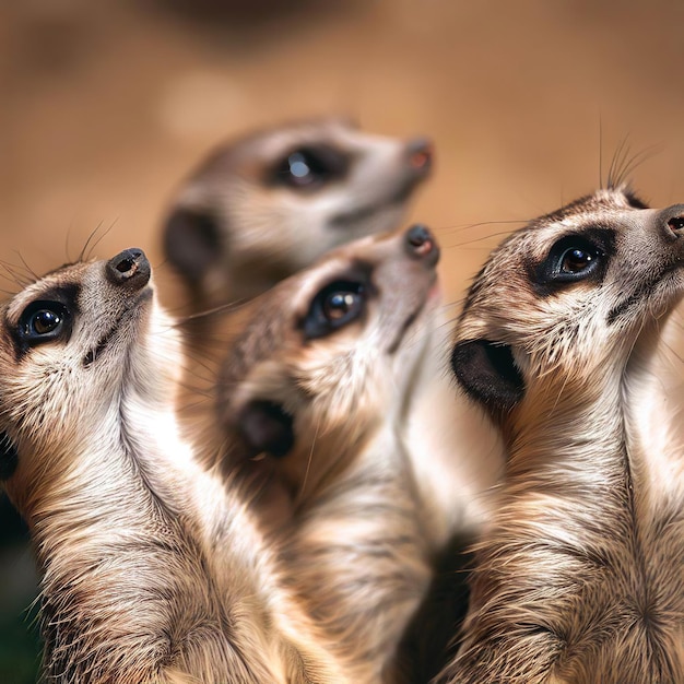 A group of meerkats watching together