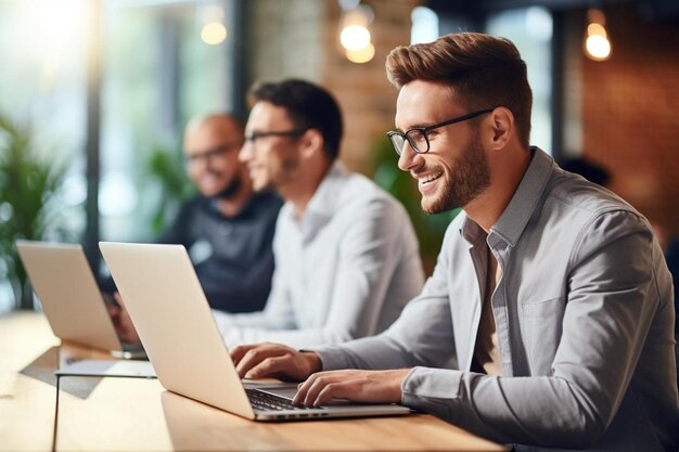 a group of men are working on a laptop computer