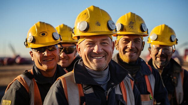 Group of Men in Hard Hats Standing Together