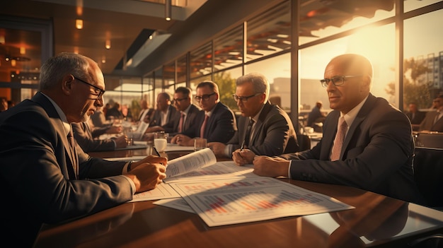 A group of men sitting at a table with papers