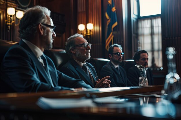 Photo a group of men sitting at a table