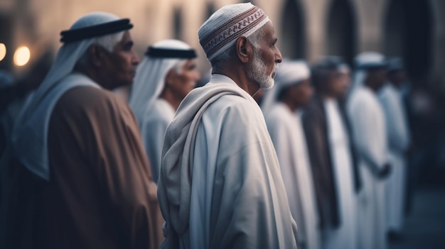 A group of men stand in a line in a square, one of which says'sharjah '