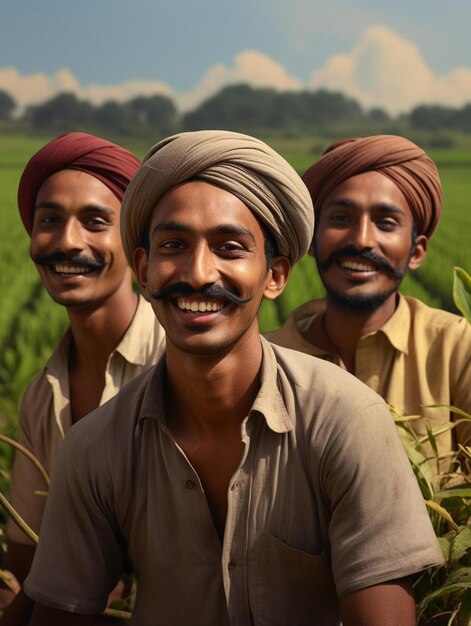 a group of men standing next to each other in a field