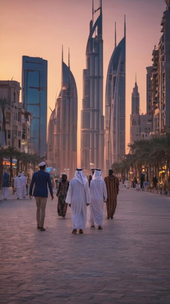 Group of Men Walking Down a Street in Urban Setting