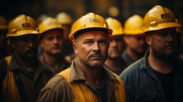 Group of Men Wearing Hard Hats