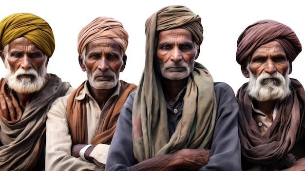 a group of men with turbans on their heads