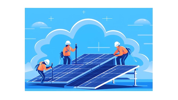 a group of men working on solar panels