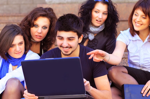 Group of merry students