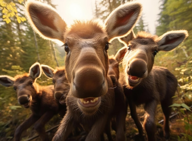 A group of moose calves