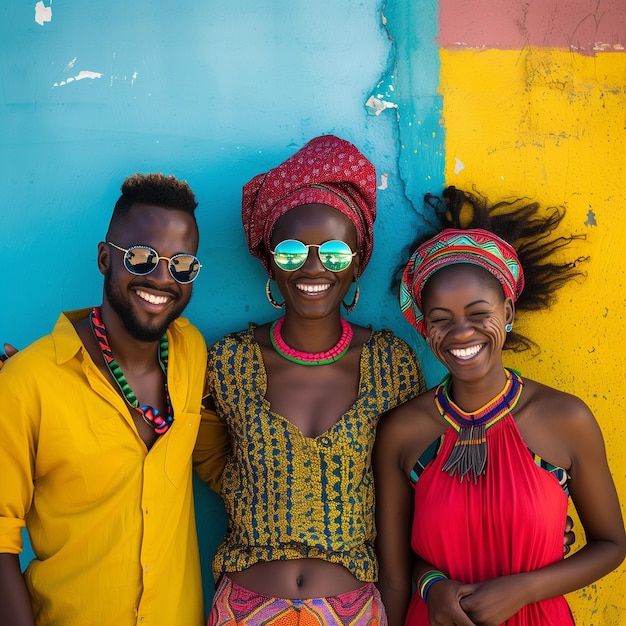 group of multicolor african man and woman smile standing looking at camera