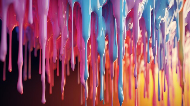 A group of multicolored icing hanging from a ceiling