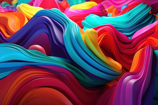 A group of multicolored wavy shapes generative AI