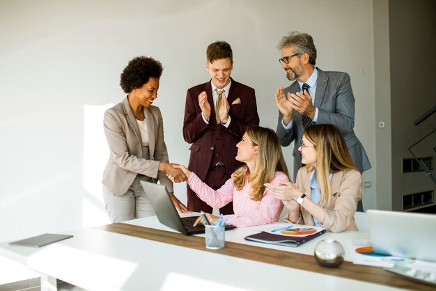 Group of multiethnic business people working together in the office