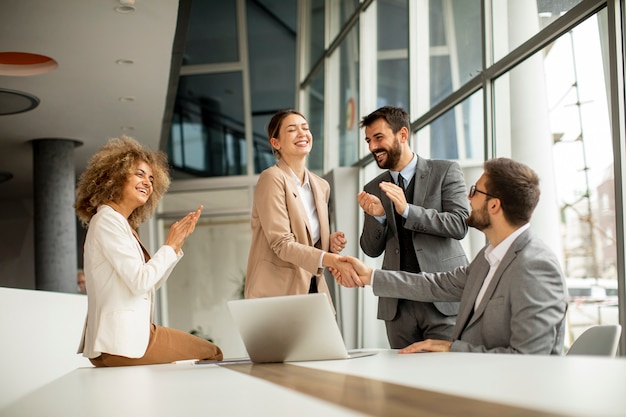 Group of multiethnic business people working together in the office