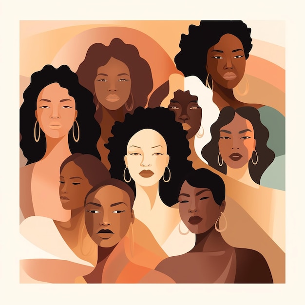 A group of Multiethnic women illustration