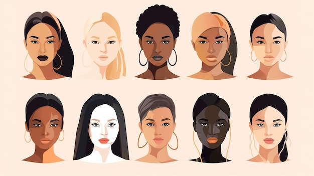 Photo a group of multiethnic women illustration