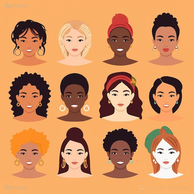 Photo a group of multiethnic women illustration