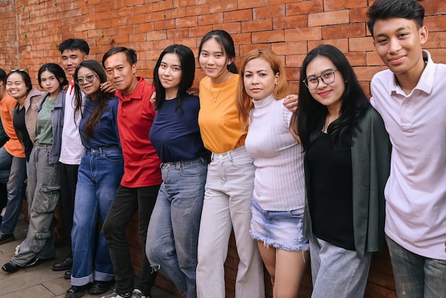 Group of multiracial people smiling to camera Group Diversity People Group Team Union Concept