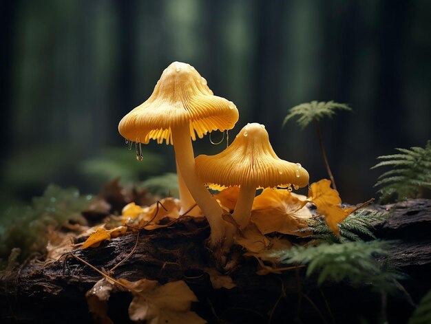 Group mushroom in a beautiful autumn forest generated ai