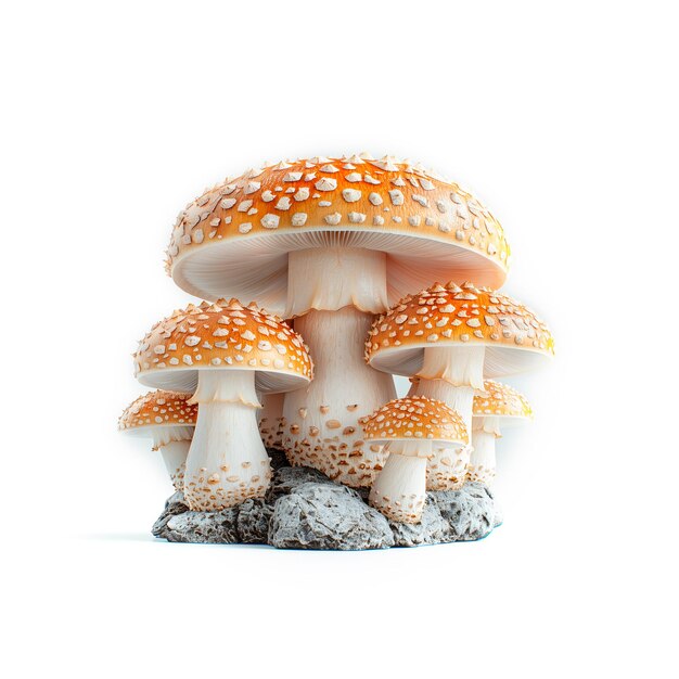 Group of Mushrooms on Top of Rock Generative AI