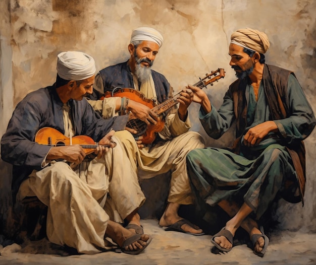 A group of musicians playing traditional music