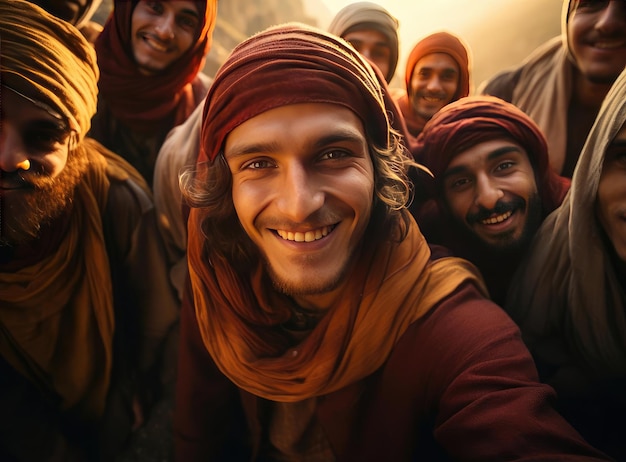 Photo a group of muslims happily look at the camera