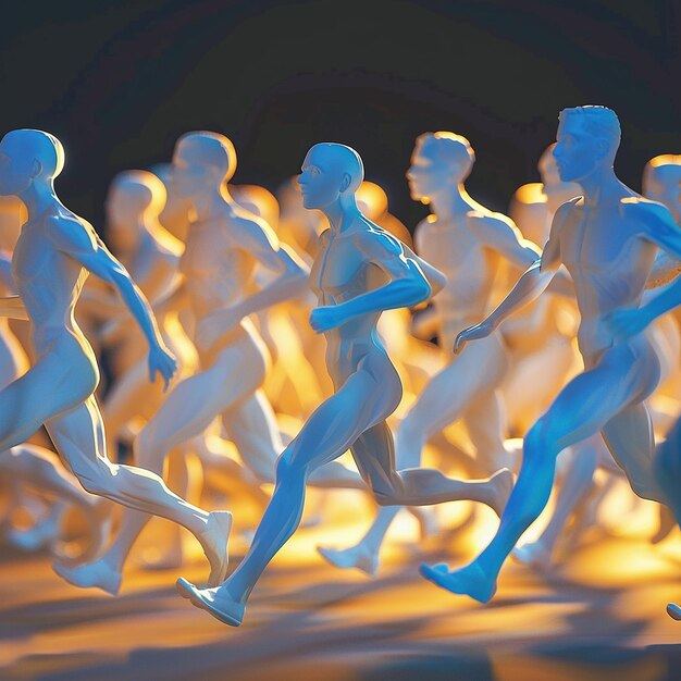 a group of naked men running in front of a group of people