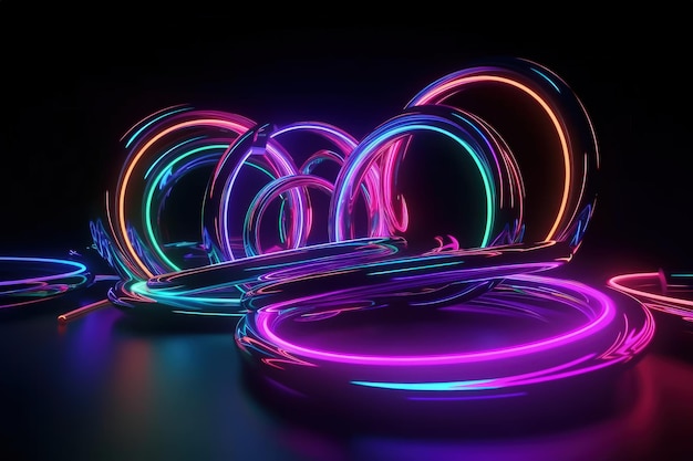 Premium AI Image | A group of neon lights that are on a table generative AI