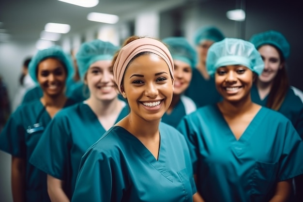 A Group of Nurses and Doctors with Happy Faces Generative By Ai