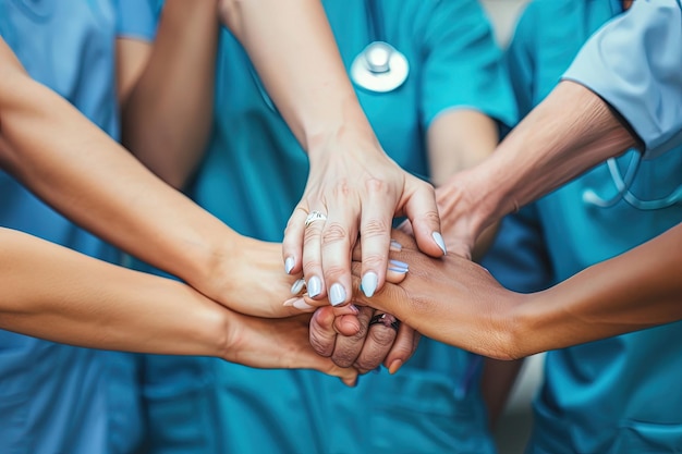 Foto un gruppo di infermiere che si stringono le mani