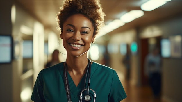 Group of Nurses Walking Down a Hospital Hallway