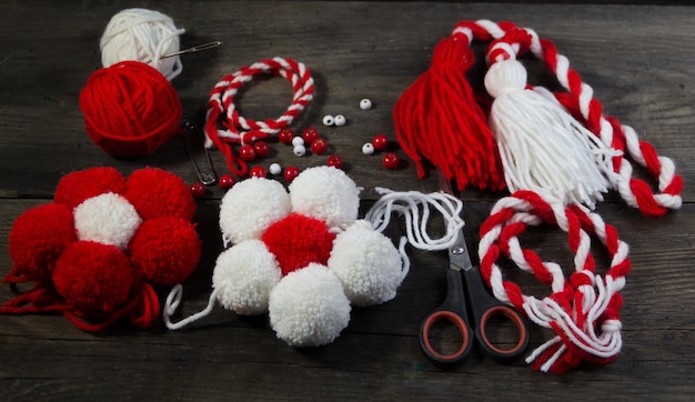 Group of objects for the craftsmanship of the martisor