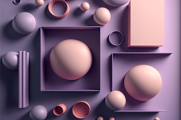 A group of objects that are on a purple surface generative AI