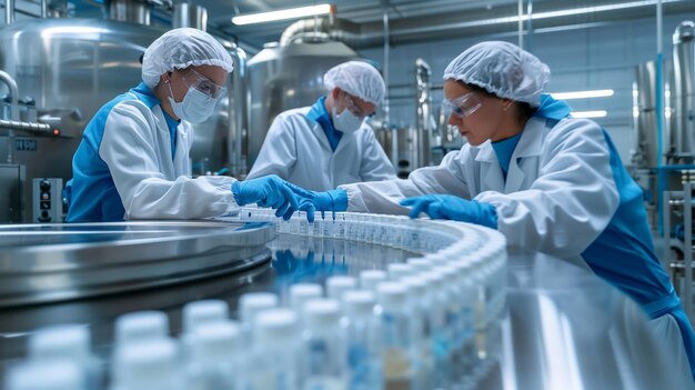 Group Observing Factory Bottles