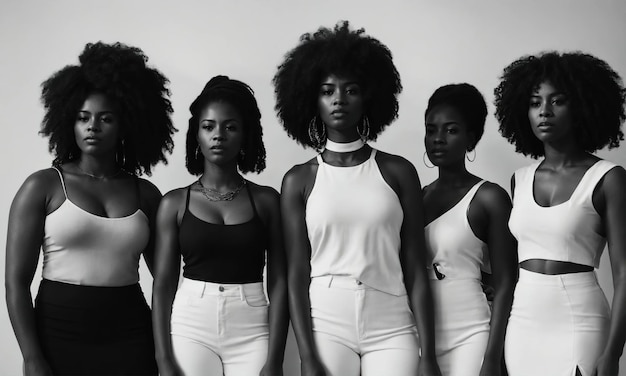 Фото Группа афроамериканских женщин позирует в студии fashion shot ai generative