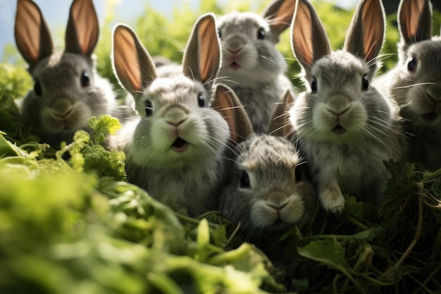 Фото Группа кроликов вблизи