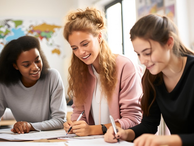 写真 教室内の学生のグループ