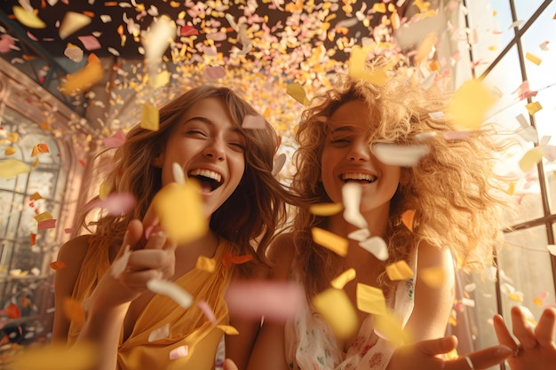 group_of_young_friends_stand_in_front_of_light_effects_smiling